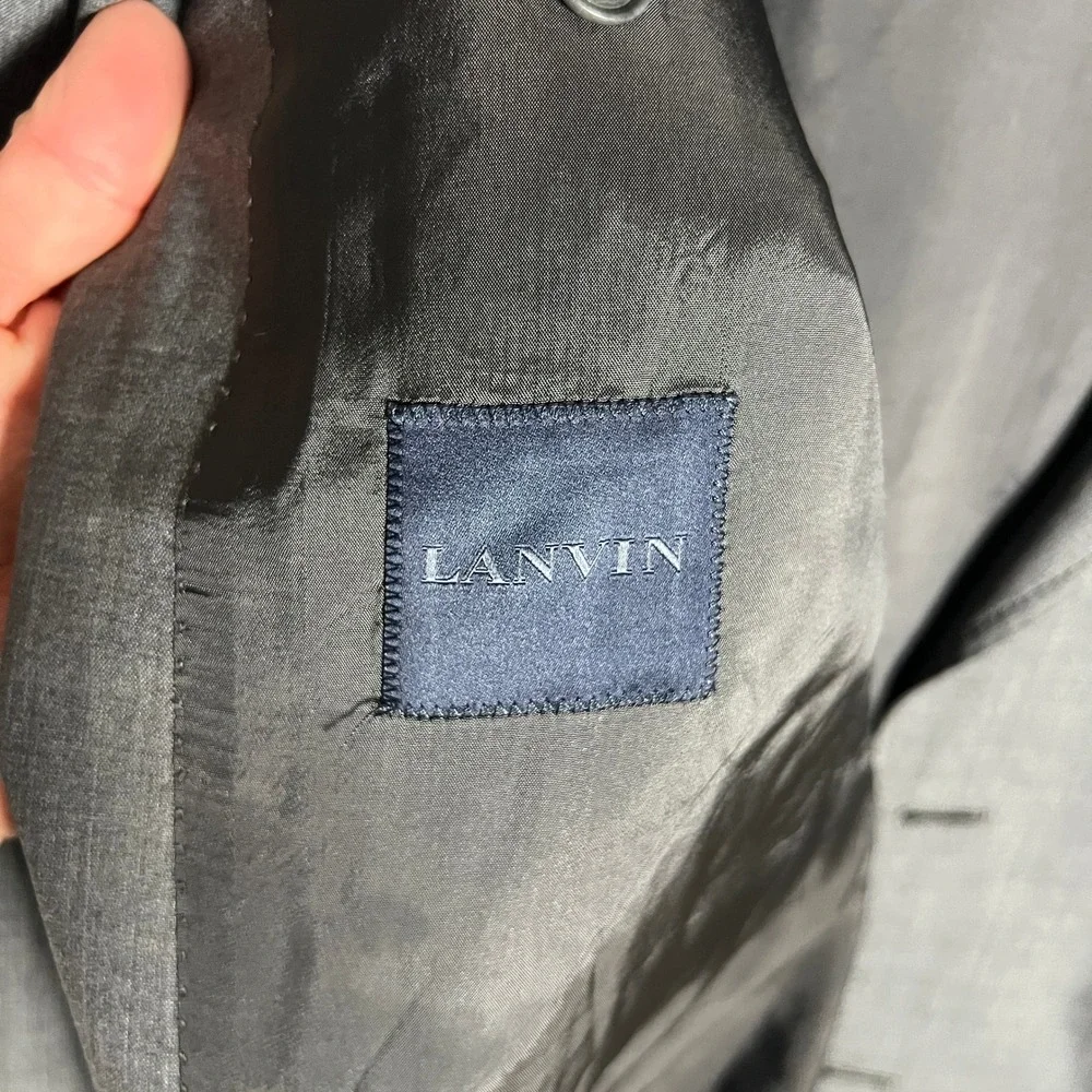 Jeanne Lanvin SA Mens Gray Blazer Sz 56T Tall (46) Office Career Suit‎ Italy